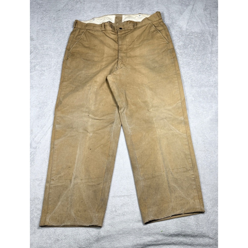 Duxbak Hunting Pants Mens 38x28 Brown Vintage 30's Duck Canvas Talon Zipper